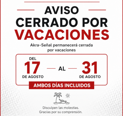 CERRAMOS POR VACACIONES